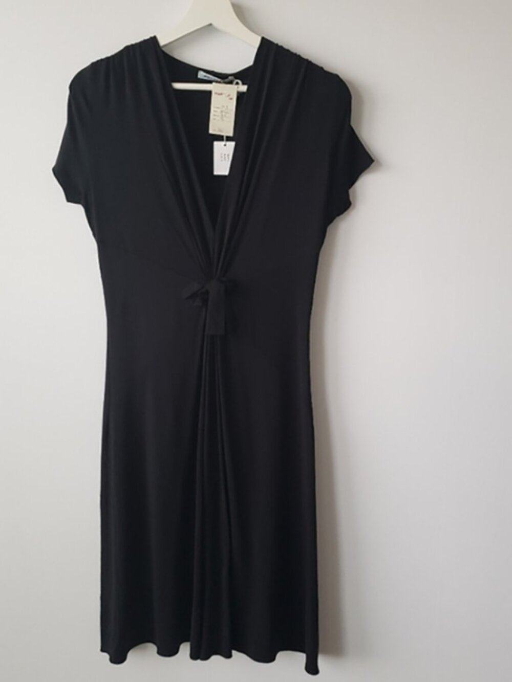 miki thumb womens baker v-neck tie-front black dress size medium
